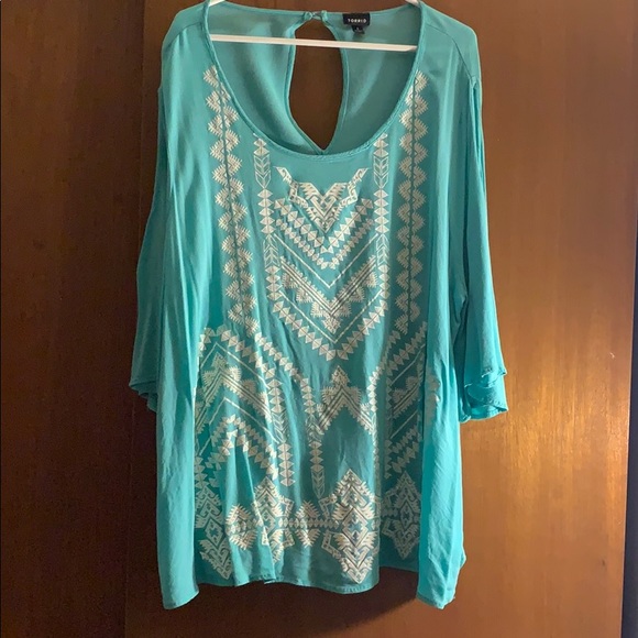 Torrid Aqua Cold Shoulder Boho Top